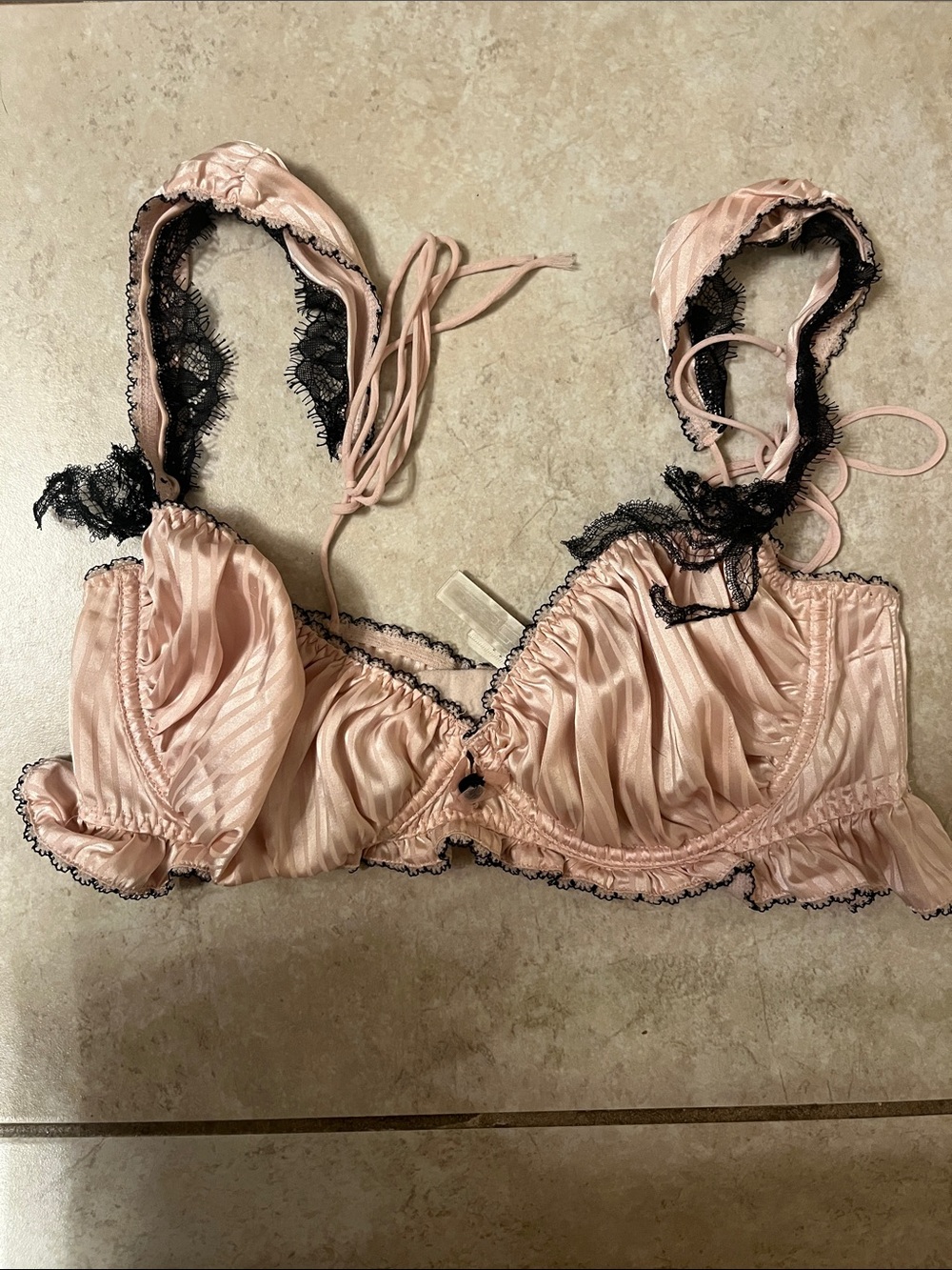 For Love and Lemons SDD Pink Satin Pillowy Bralette